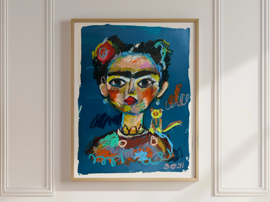 Frida in oil pastels