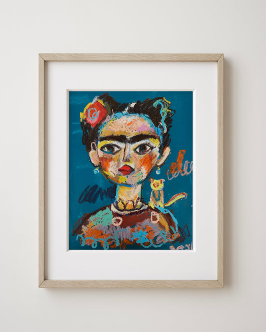 Frida in oil pastels